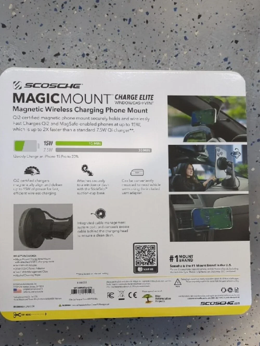 Scosche MagicMount Charge Elite Magnetic Wireless Phone Mount - Black